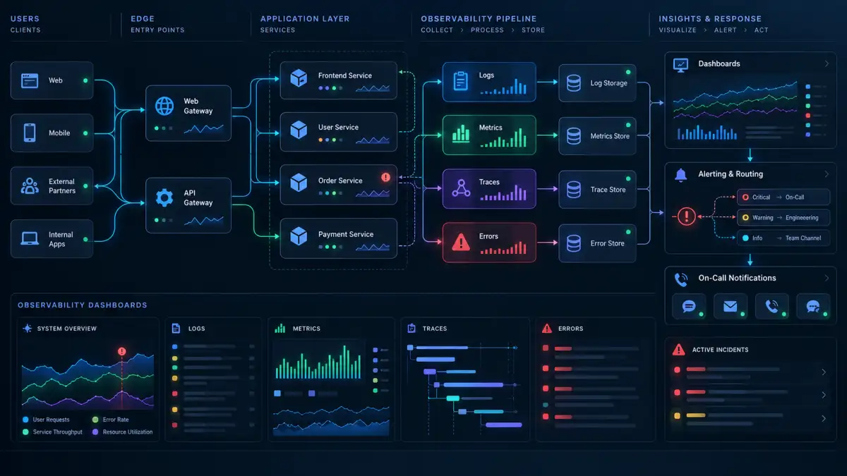 Real-Time Health Observability, Error Tracking & Alerting Architecture