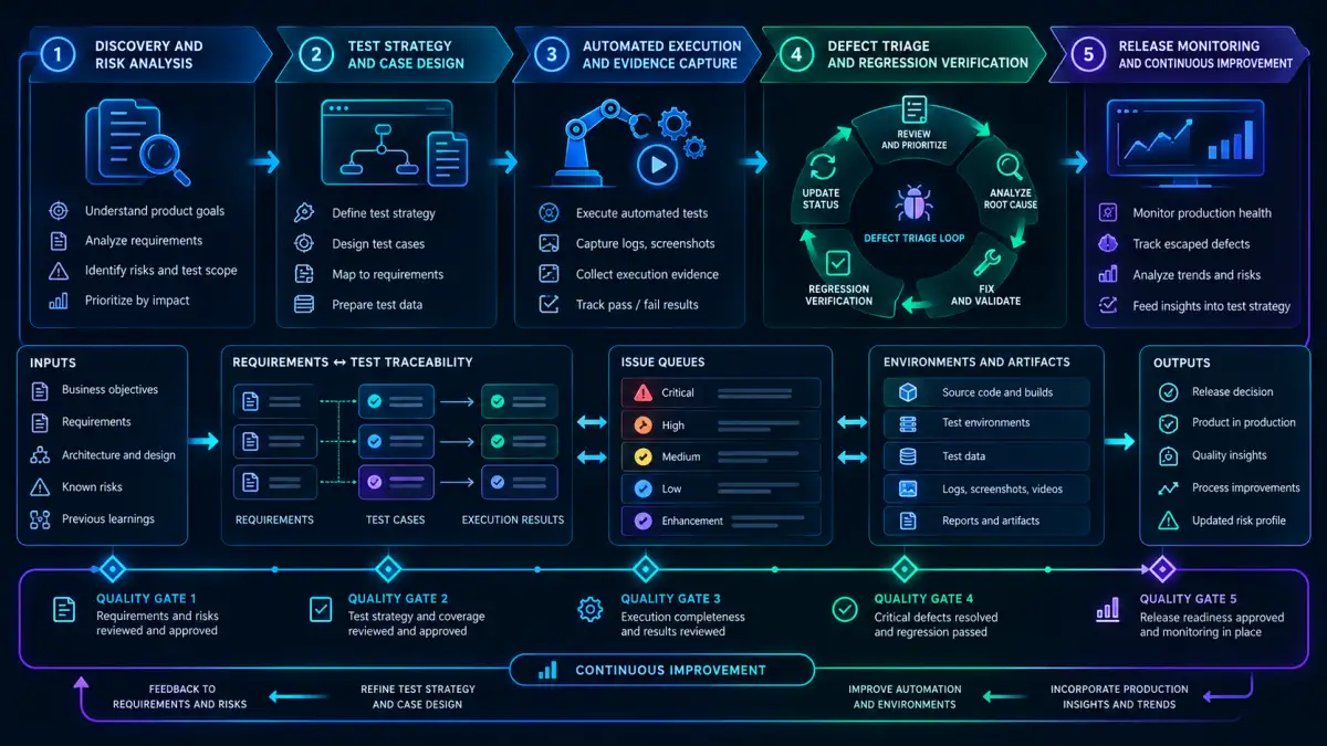 5-Stage Software Quality Assurance Engineering Lifecycle and Defect Triaging Loop