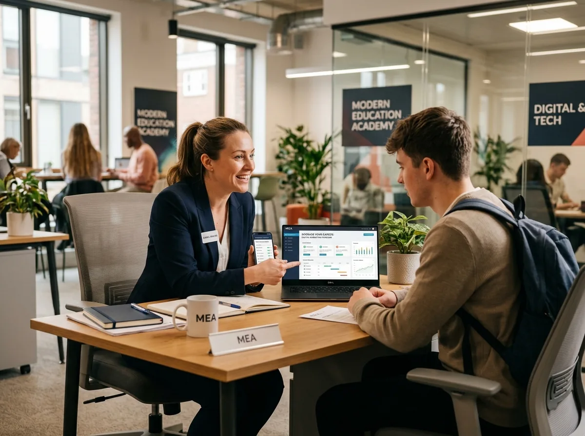 Training Coordinator consulting with student